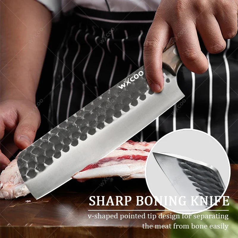 WXCOO Stainless Steel Meat Cleaver Chef Knife – Wood Handle