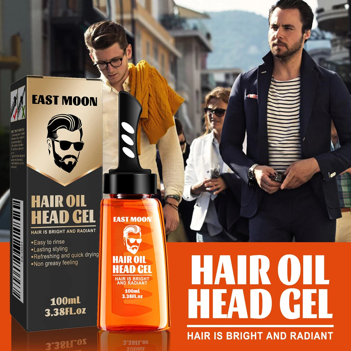 East Moon 2-in-1 Men's Hair Wax Gel & Comb 100ml