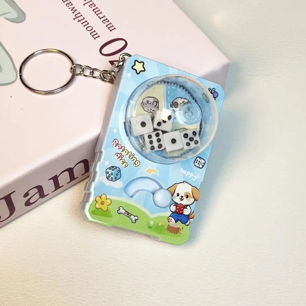 Cute Cartoon Rotating Dice Game Keychain Stress Relief Toy Manual