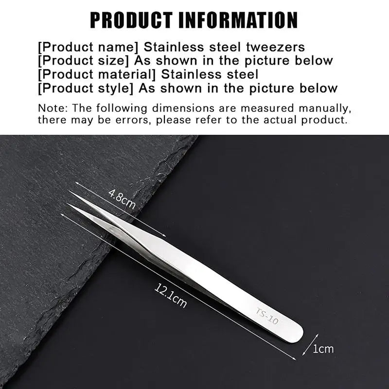 6-Piece Stainless Steel Tweezers Set – Bent & Straight Tips