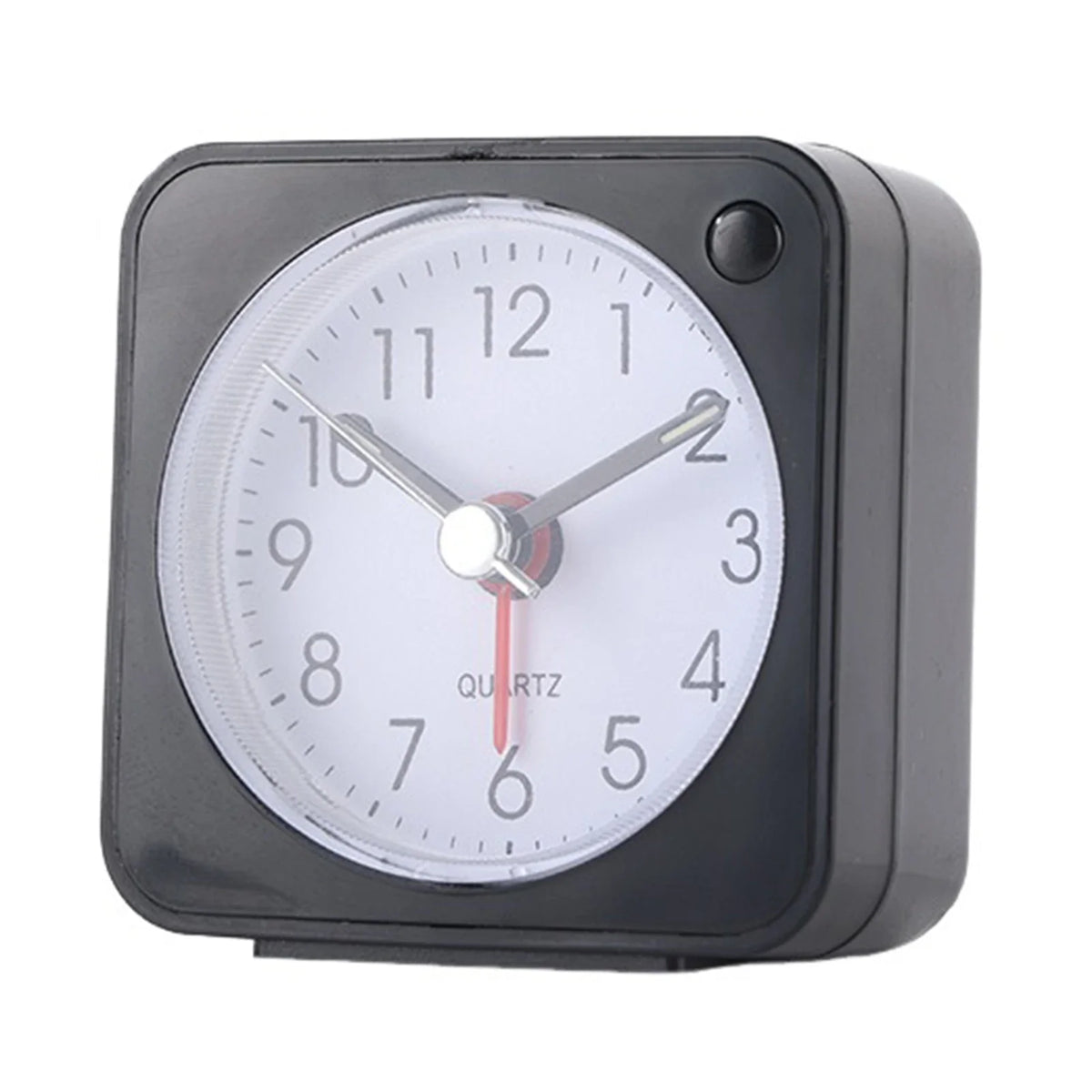 Mini Square Travel Alarm Clock – Silent Analog with Night Light