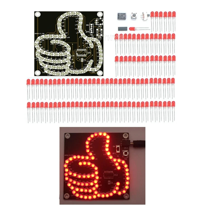 DIY LED Thumb Flowing Light Soldering Kit – 81 LEDs Microcontroller