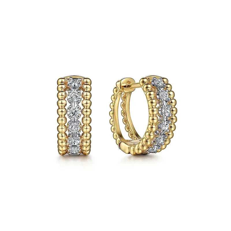 Huitan Two-Tone Hoop Earrings – Cubic Zirconia Women's Hoops