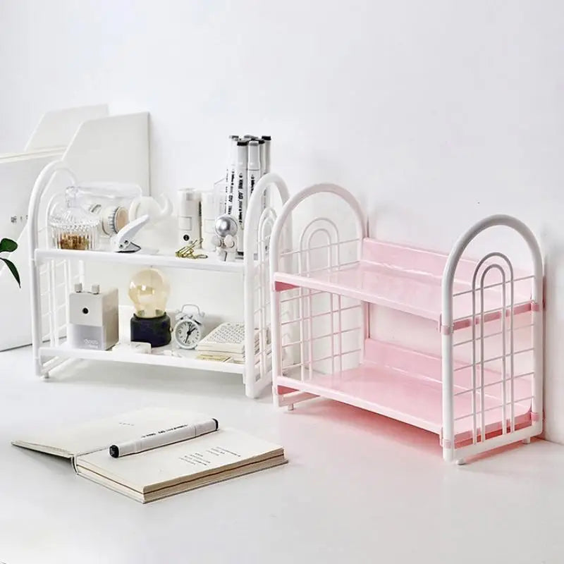Double Layer Desktop Organizer Shelf | Cosmetics & Desk Storage