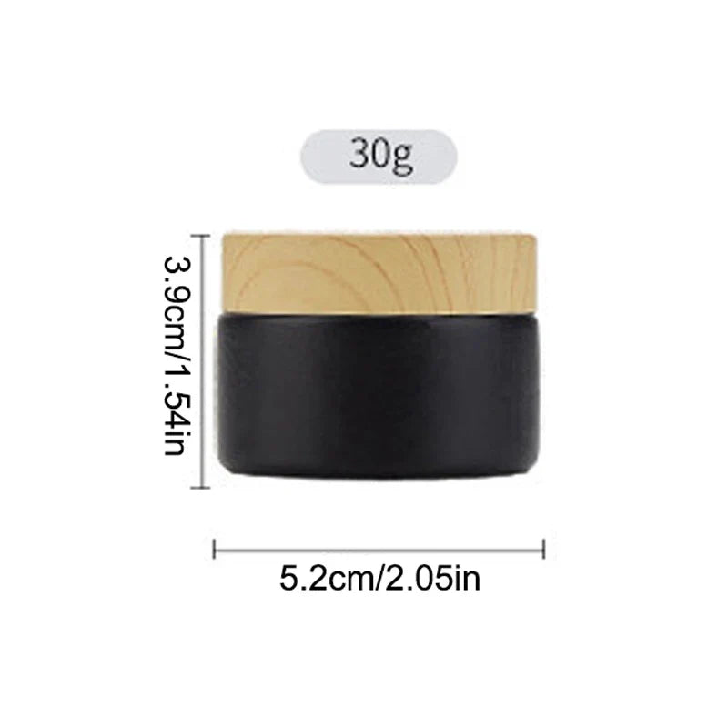 Black Glass Cream Jars – Empty Refillable Cosmetic Containers 10/30/60g