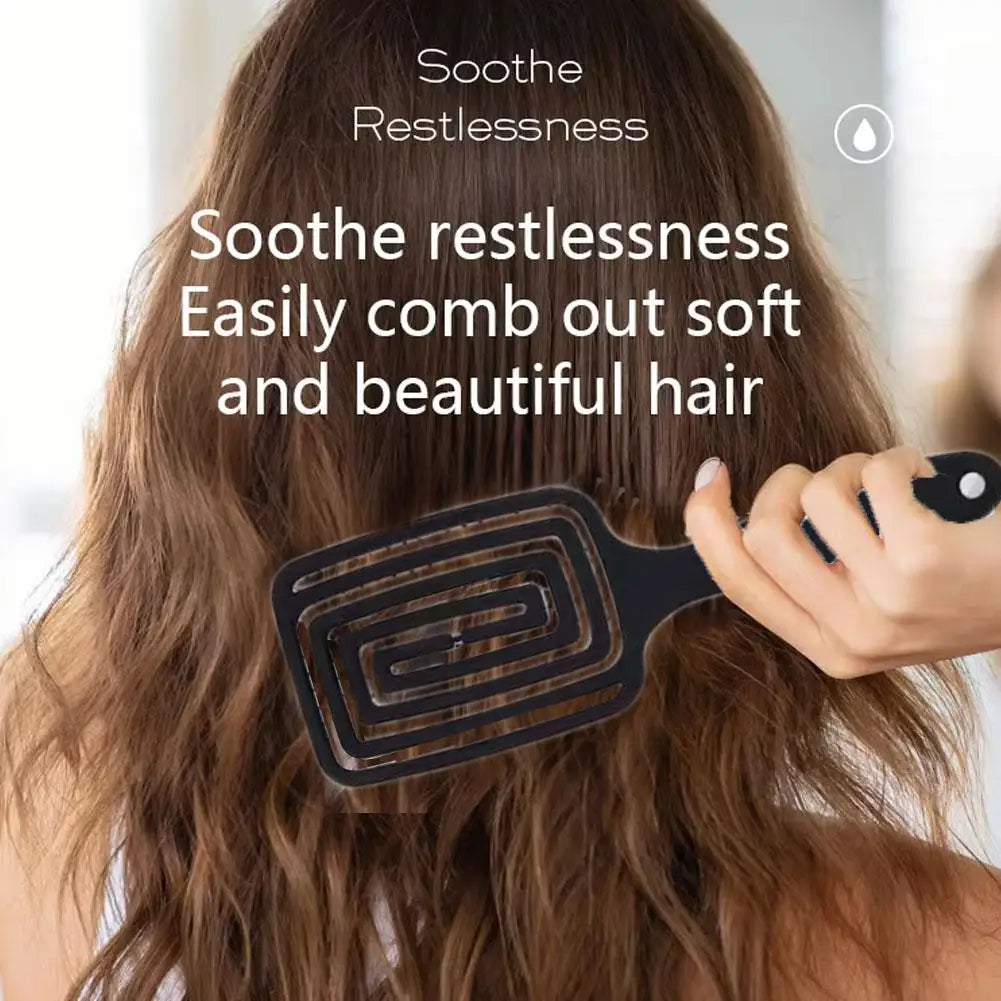 Hollow-Out Curved Detangling Brush – Scalp Massage & Volumizing