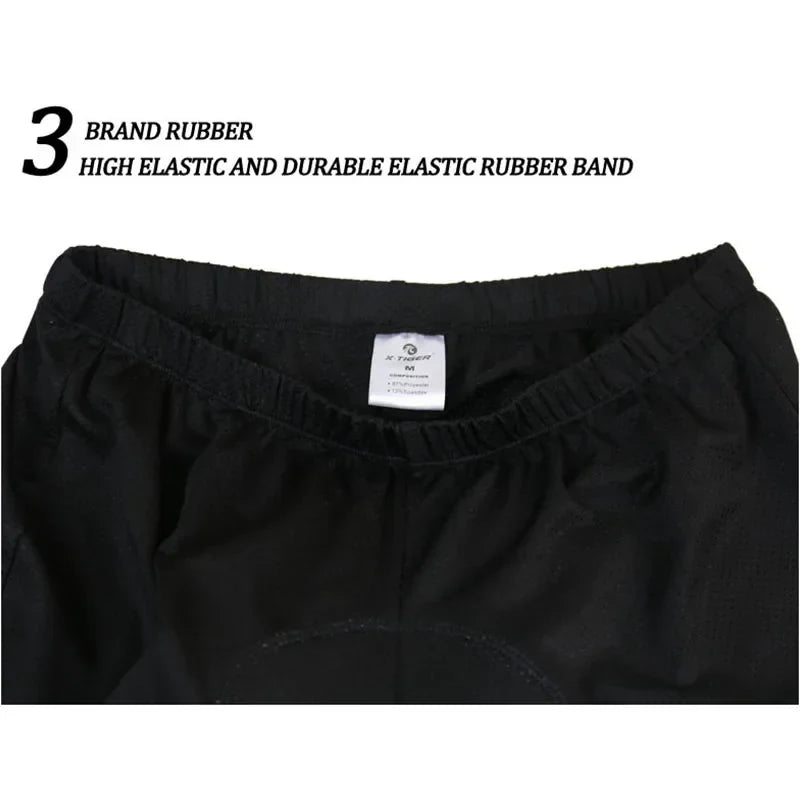X-Tiger Men's 5D Gel Pad Cycling Shorts – Breathable Quick Dry