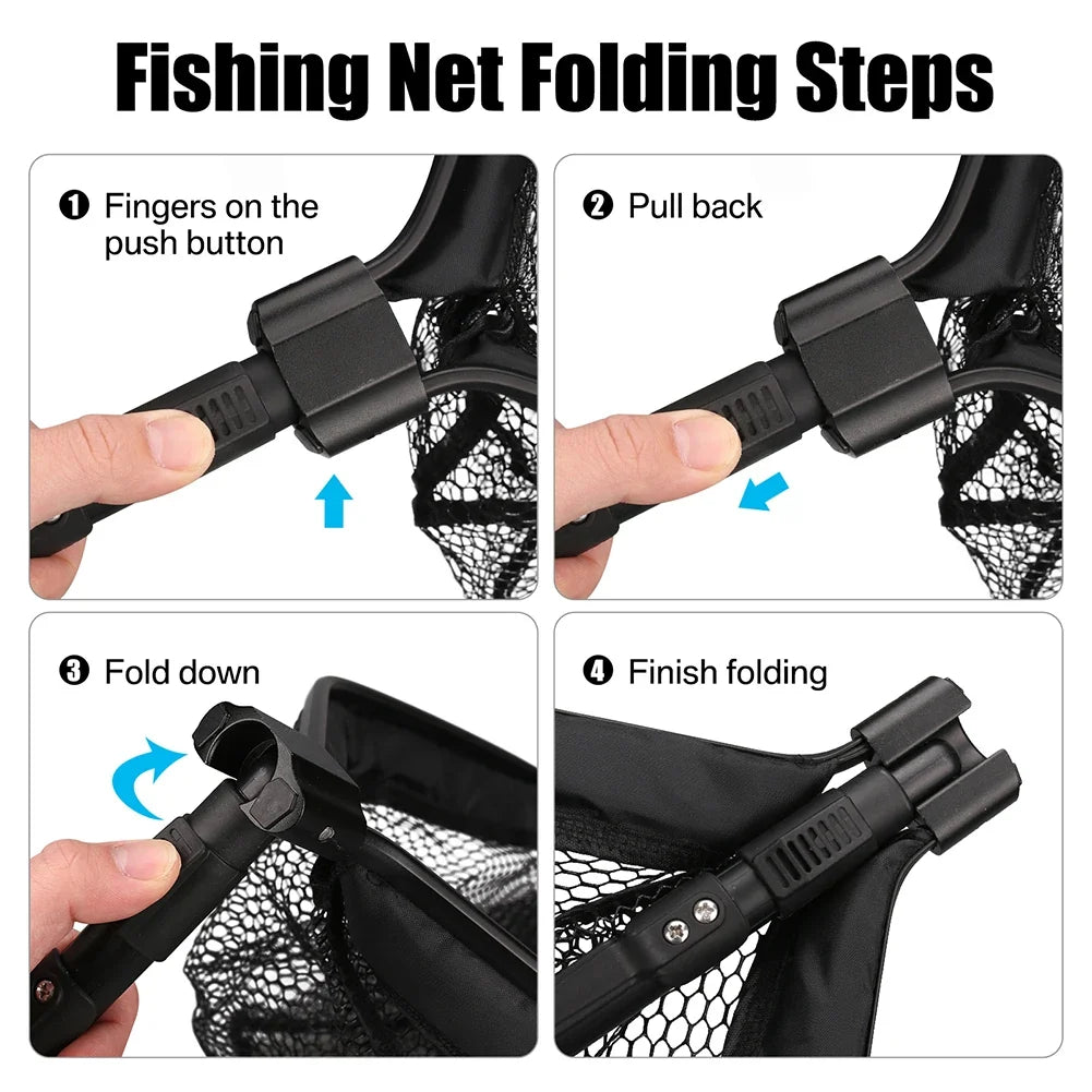 Floating Fishing Landing Net | Rubber Coated Telescoping Handle