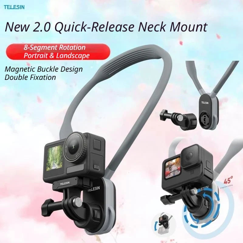 TELESIN Magnetic Neck Mount with Phone Holder | GoPro & DJI