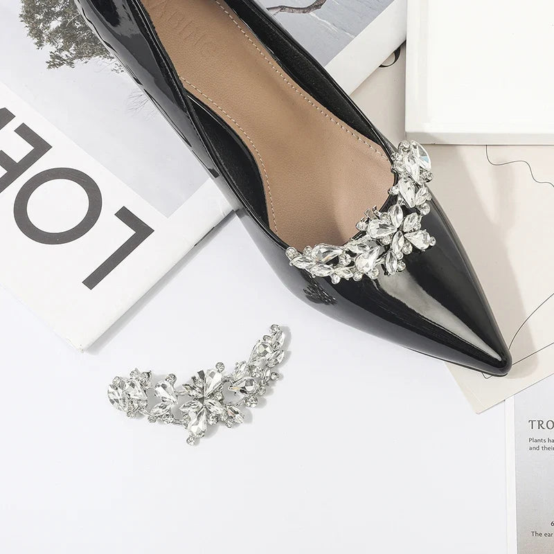 Rhinestone Floral Shoe Clip – Detachable Wedding Shoe Buckle