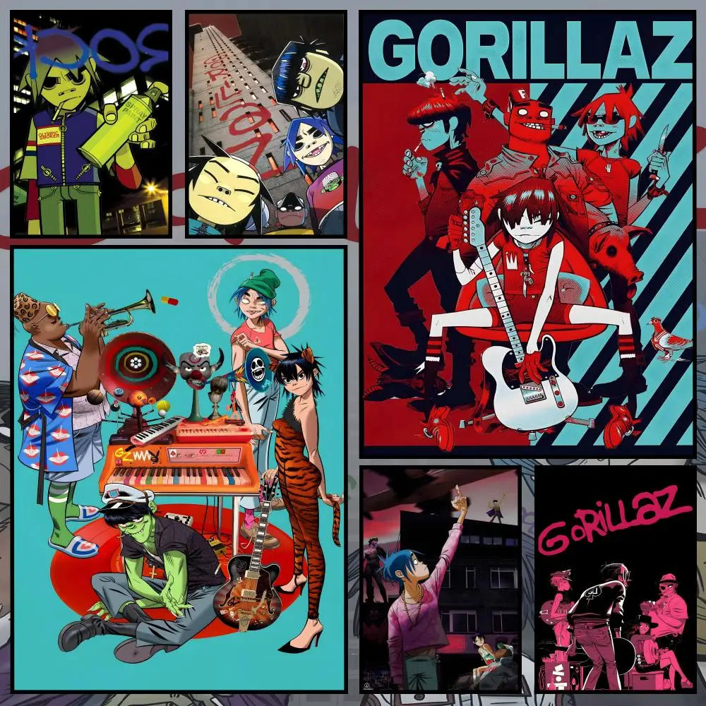 Gorillaz Album Poster – Self-Adhesive HD Wall Art Decor