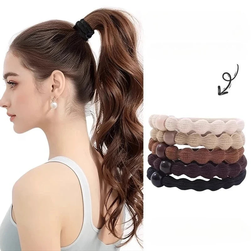 Sporty Hair Ties Strong Hold Elastic Bands 5/10 Pack – Black
