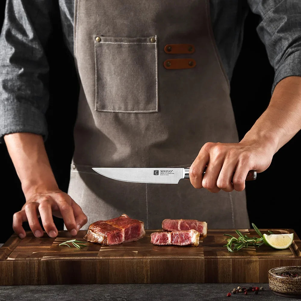 XINZUO 5" Steak Knife Set | German 1.4116 Steel & Pakkawood