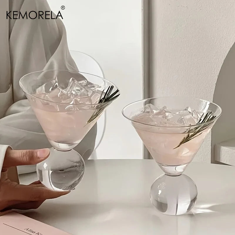 KEMORELA 260ml Beaded Martini Glass – Short Foot Cocktail Cup