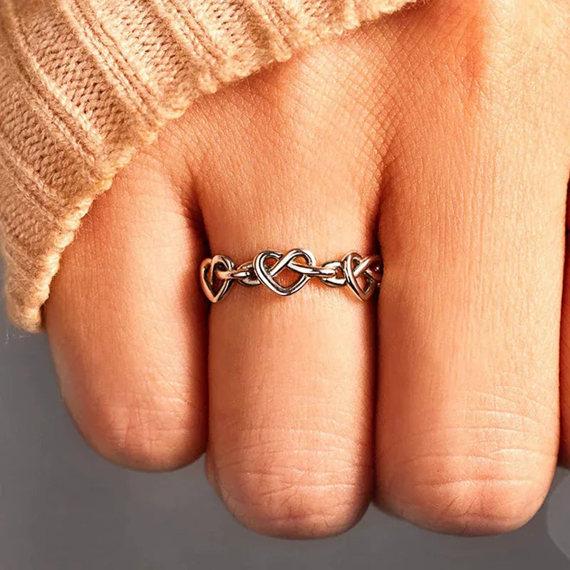 Huitan Hollow Heart Ring for Women – Dainty Brass Fashion Ring