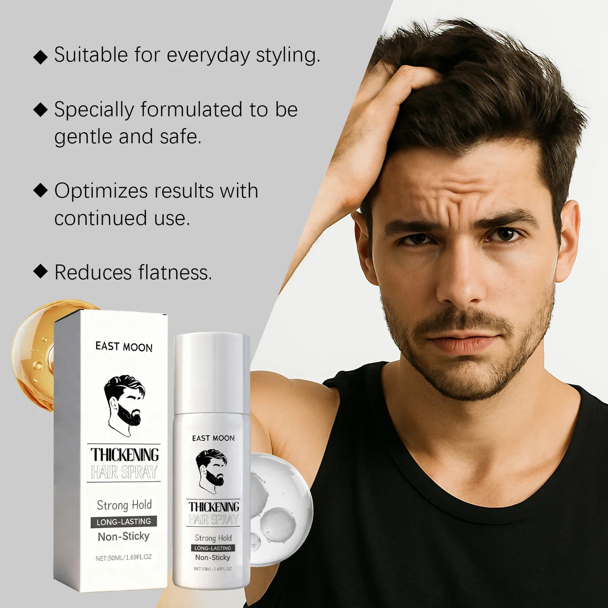 East Moon Men's Volumizing Hair Styling Spray 50ml