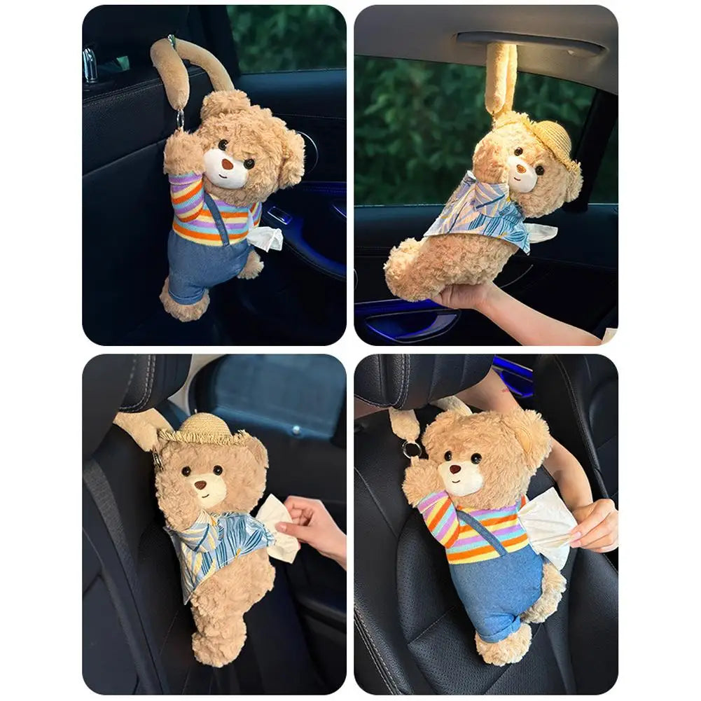 Cute Bear Plush Car Tissue Box Holder – Car & Home Decor