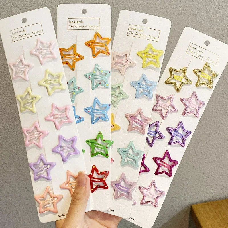Colorful Star & Waterdrop Hair Clips for Girls – 30pcs