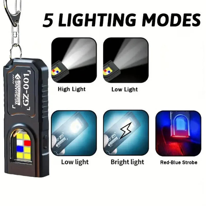 Mini COB LED Keychain Flashlight | USB-C Rechargeable Work Light