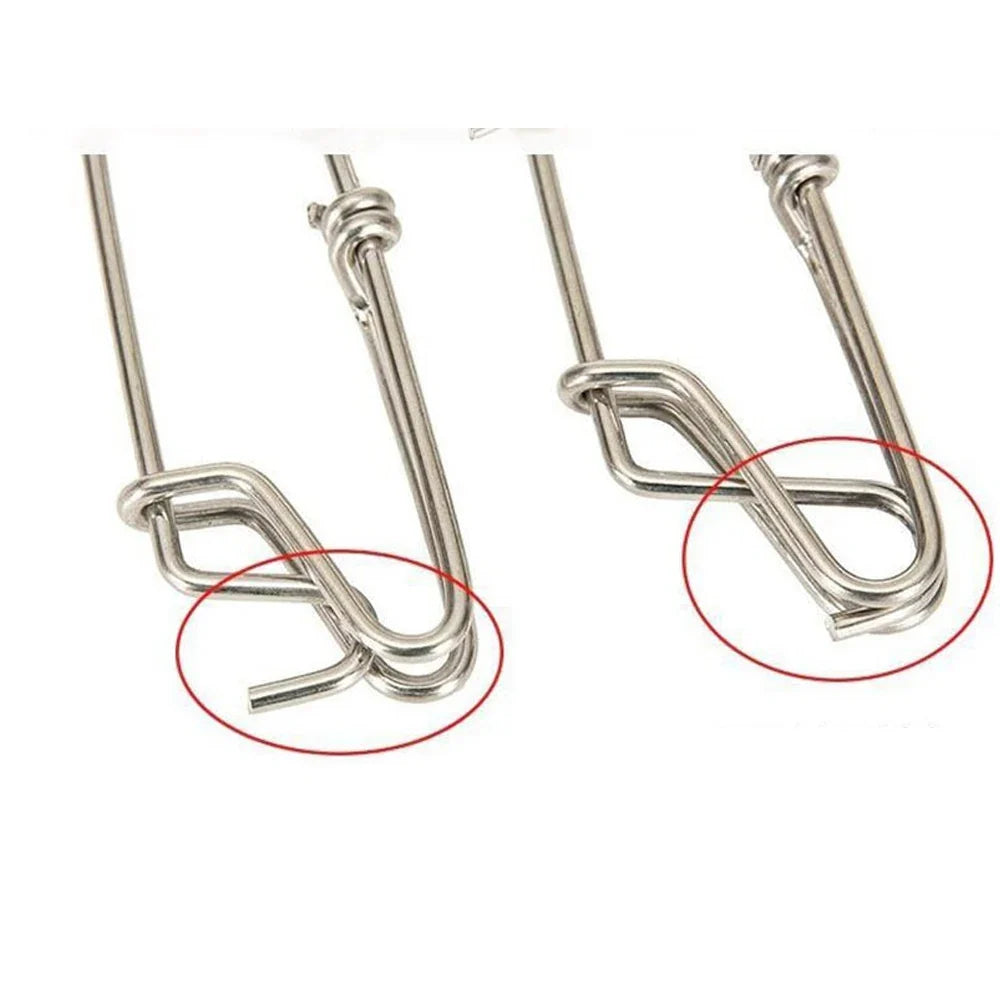 10 Pcs Stainless Steel Longline Fishing Clips & Snap Swivels