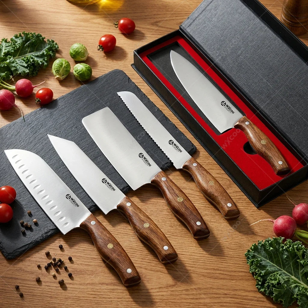 WXCOO Japanese Santoku Knife Set – 5-Piece Stainless Steel