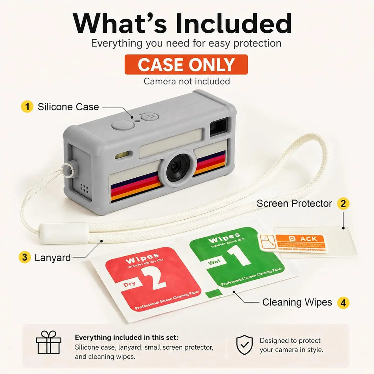 Silicone Case for Kodak CHARMERA Keychain Camera – White Cover