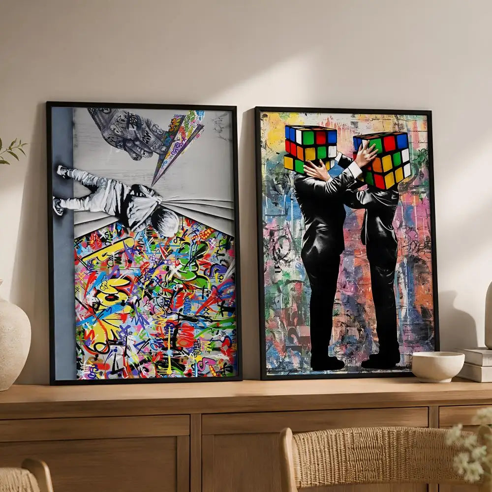 Banksy-Style Peel & Stick Wall Poster – Waterproof PVC HD Art
