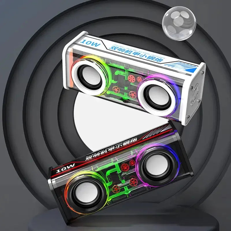 V8 Transparent Mecha Bluetooth Speaker RGB TWS Subwoofer