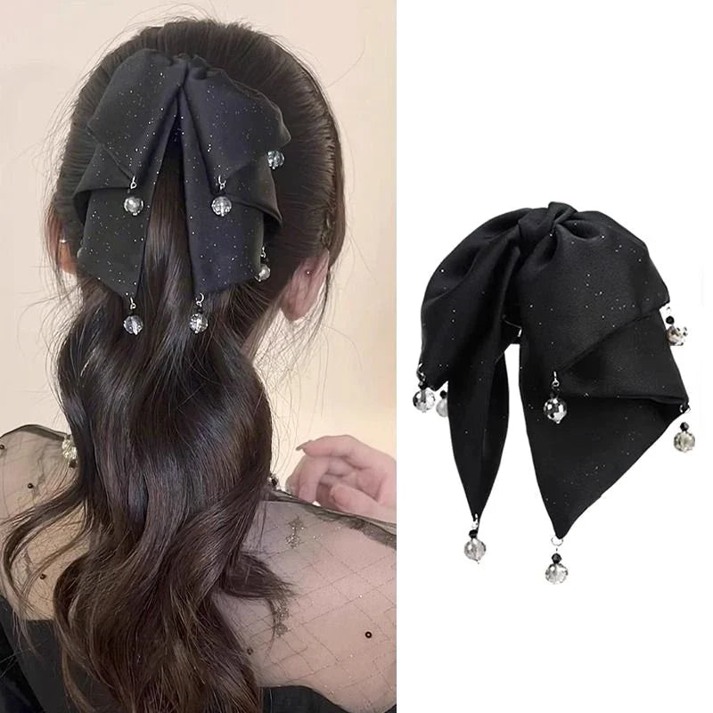 Rhinestone Bow Hair Claw Clip – Lace Shark Clip for Women