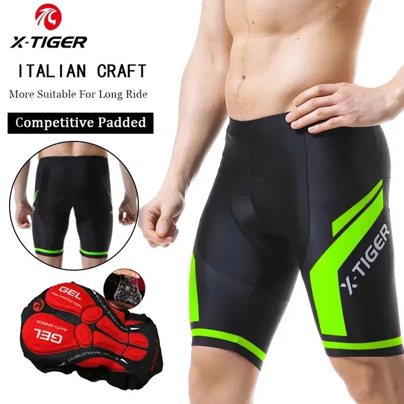 X-TIGER Men's Gel Pad Cycling Shorts – MTB & Road Bike