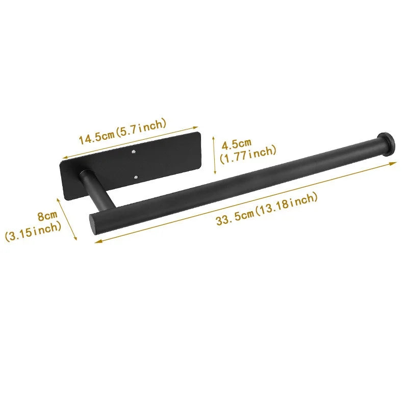 Under Cabinet Paper Towel Holder | No-Drill Black Wall Mount