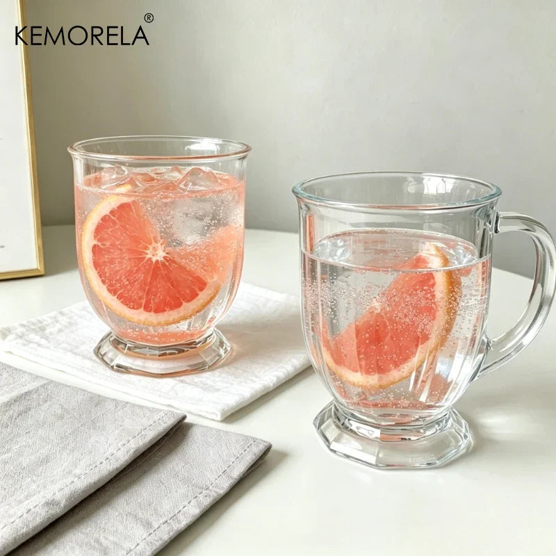 KEMORELA Retro Glass Mug with Handle – 480/700ml Large Cup