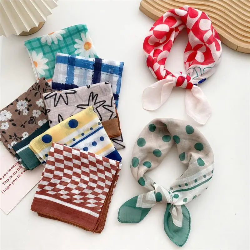 58cm Square Scarf – Handkerchief Print Neck, Hair & Bag Wrap