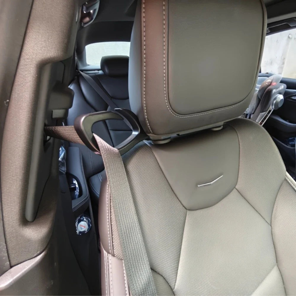 Universal Car Seat Belt Guide & Headrest Hook Organizer