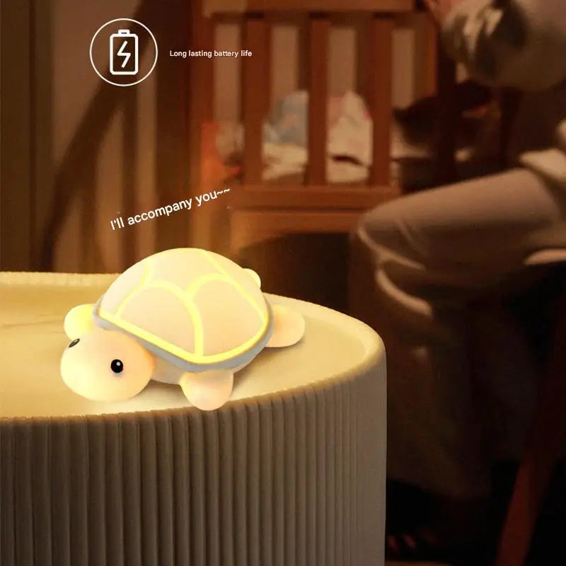 Turtle Silicone Night Light for Kids – USB Rechargeable LED Lamp