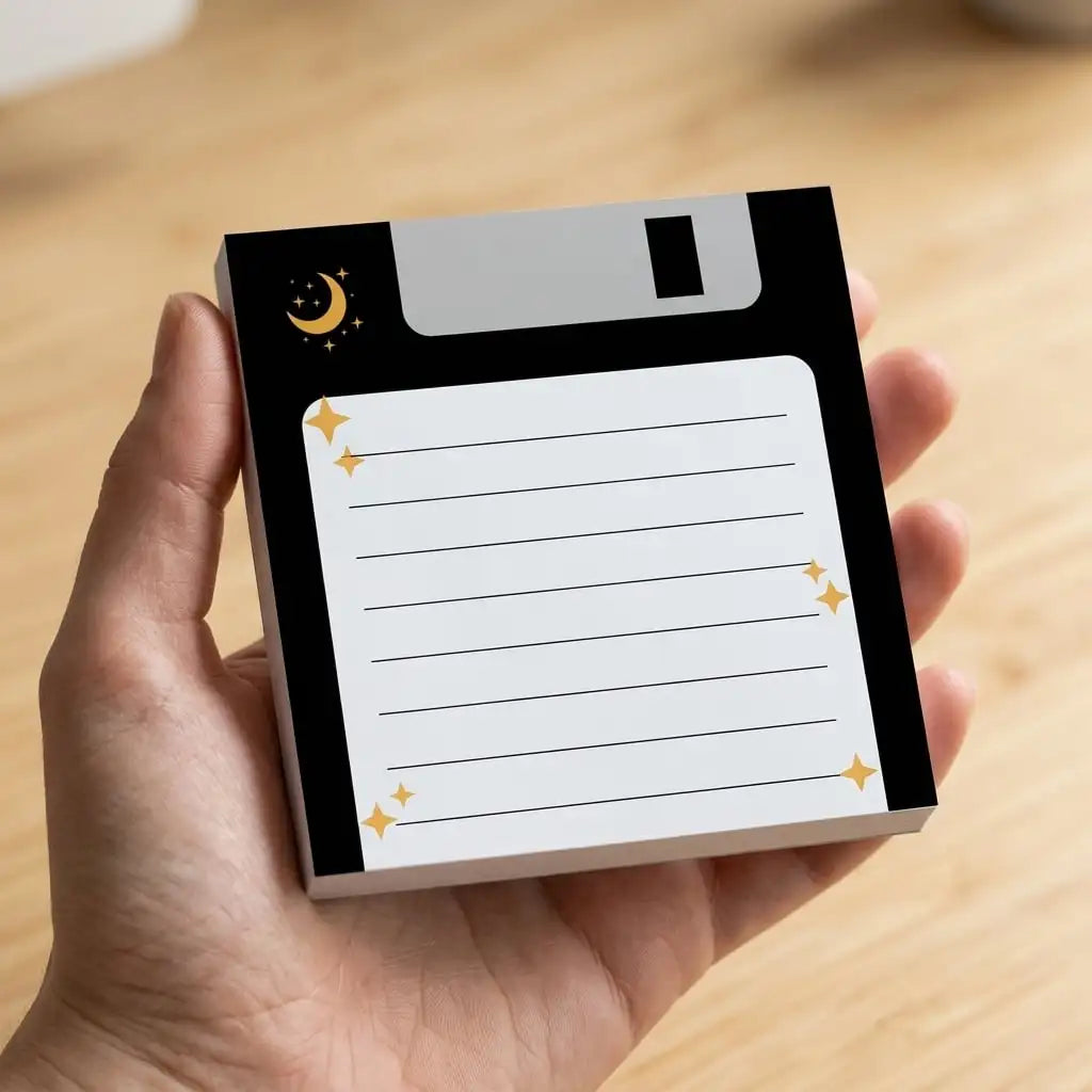 Retro Floppy Disk Sticky Notes 4 Pack – Lined Celestial Notepad