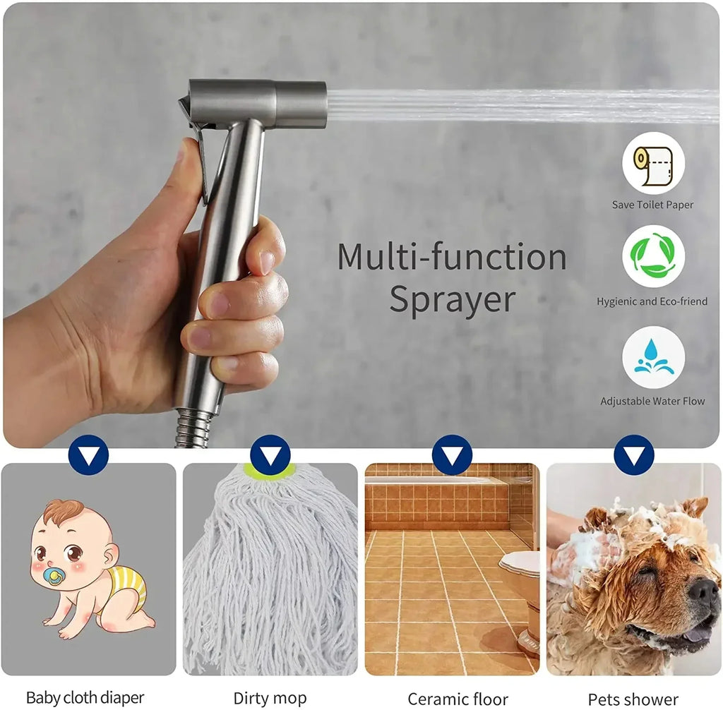Handheld Bidet Sprayer Set – Stainless Steel Toilet Sprayer Kit
