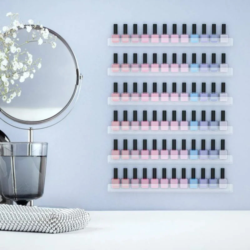6-Layer Acrylic Nail Polish Wall-Mounted Rack & Organizer
