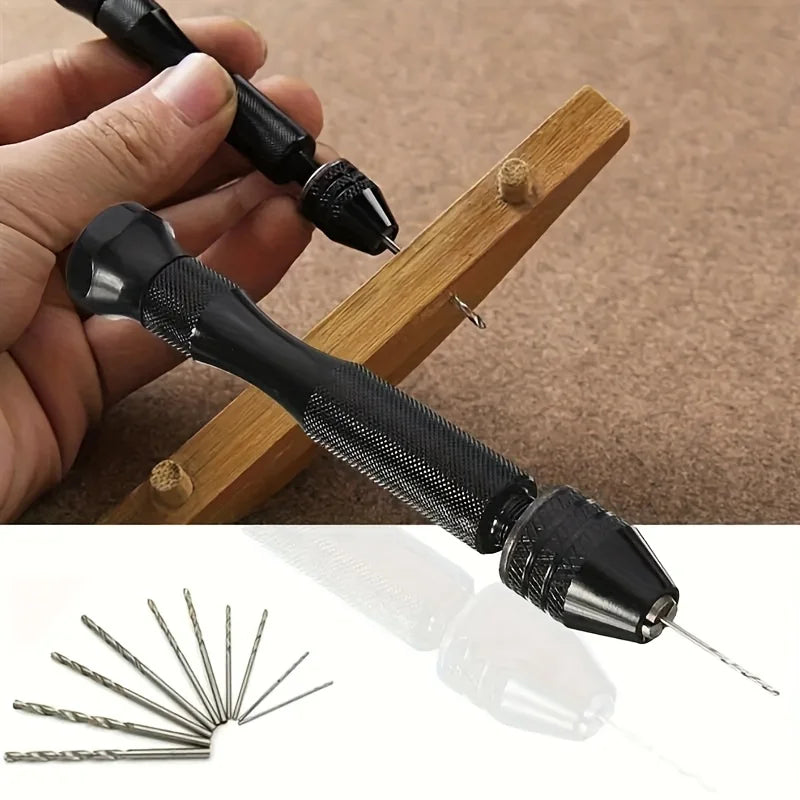 Ergonomic Aluminum DIY Hand Drill Featuring Keyless Chuck Alloy Bits