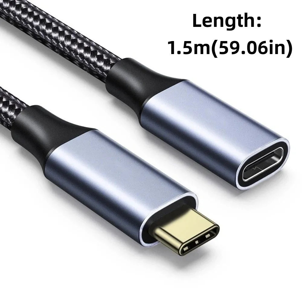 USB-C Extension Cable PD 100W Male to Female Braided 150cm