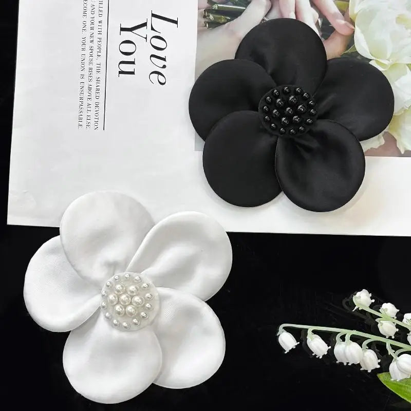 Black White Hand Sewn Colored Ding Cloth Flower Clothing Patch DIY