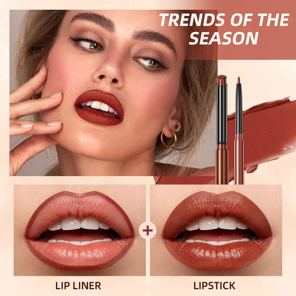 QiBest 12-Color Matte Lipstick & Lip Liner Combo – Waterproof