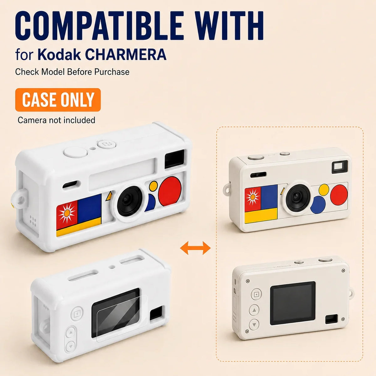 Silicone Case for Kodak CHARMERA Keychain Camera – White Cover