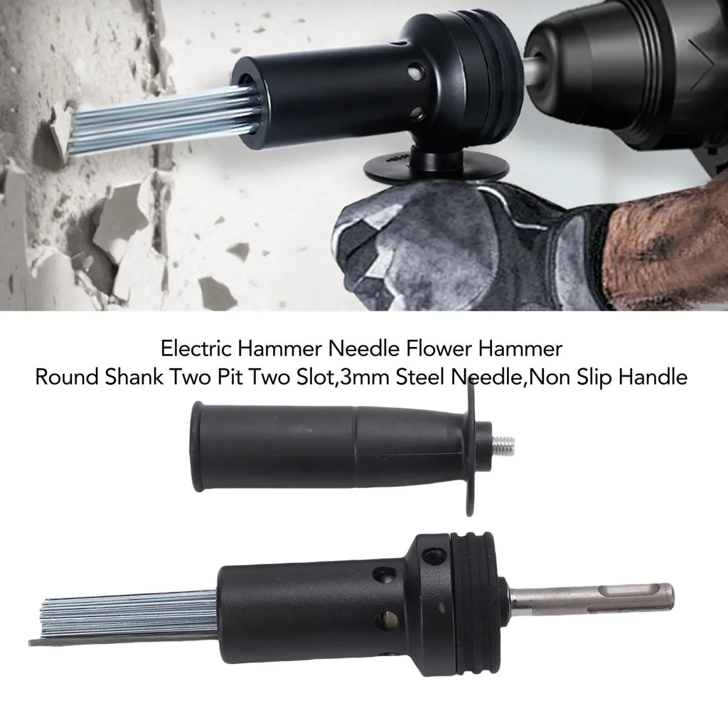 Electric Hammer Needle Scaler Attachment Round Shank 2 Pit Slot