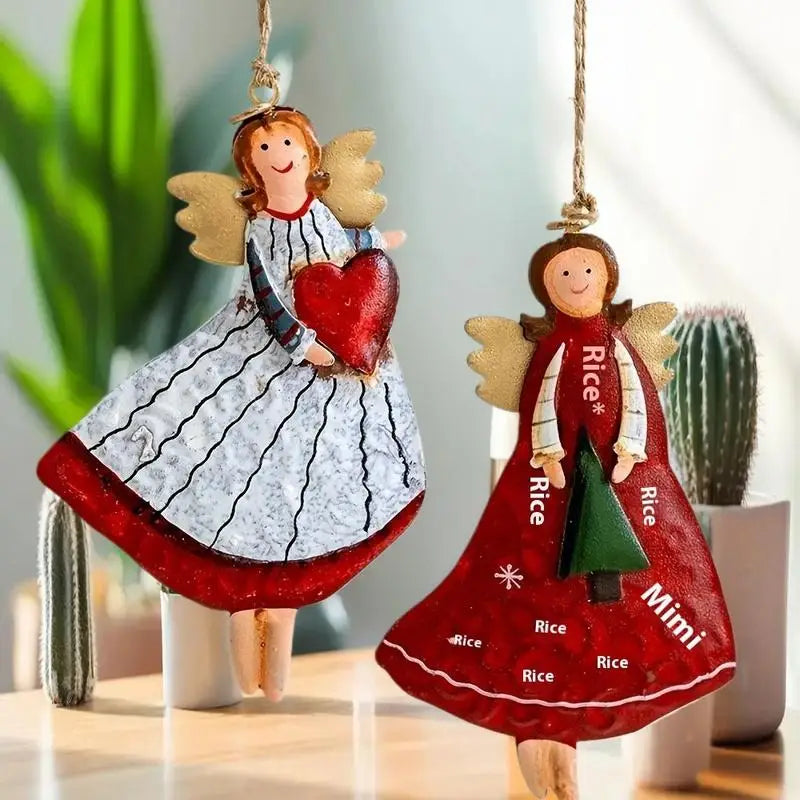 4-Pack Vintage Angel Wooden Christmas Hanging Ornaments