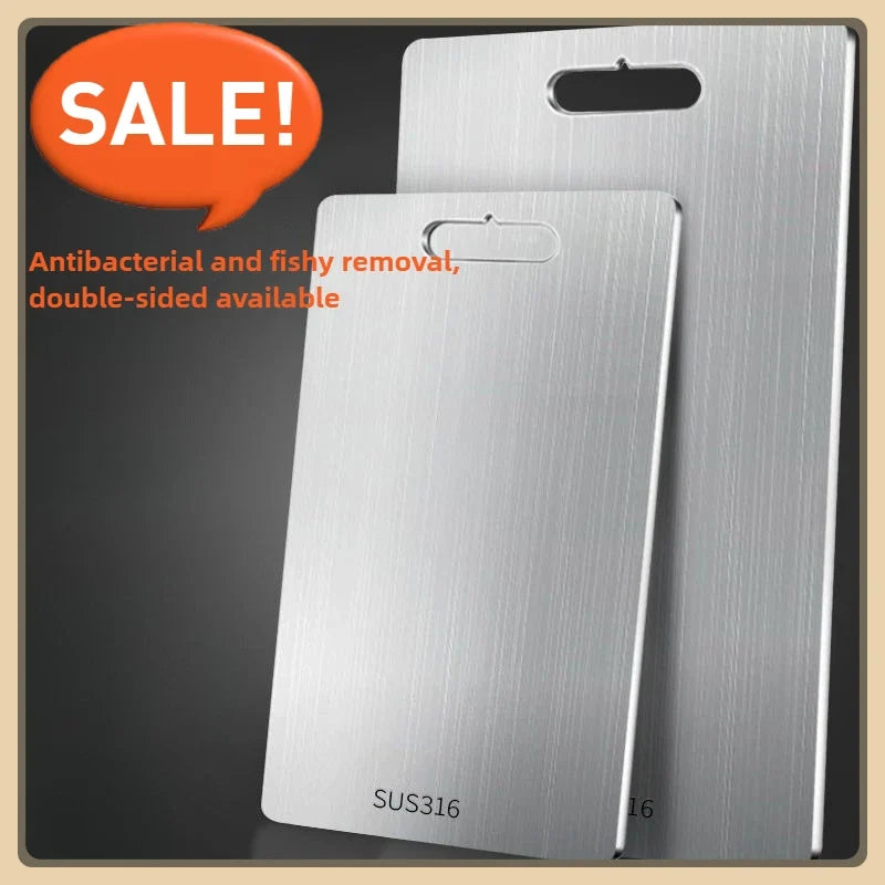 316 Stainless Steel Cutting Board – Reversible 2-in-1 Non-Slip