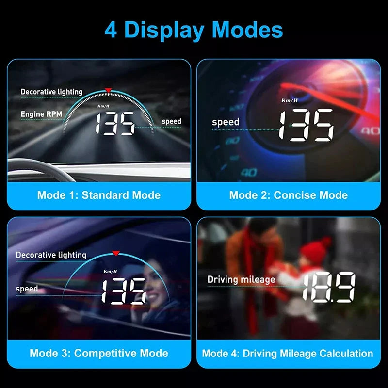 M8 OBD2 Car HUD Head Up Display | Speed & Temp Monitor