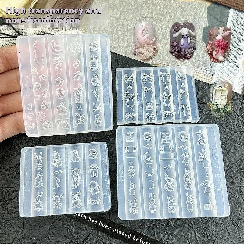 3D Cartoon Rabbit Bow Nail Art Silicone Mold | DIY Manicure