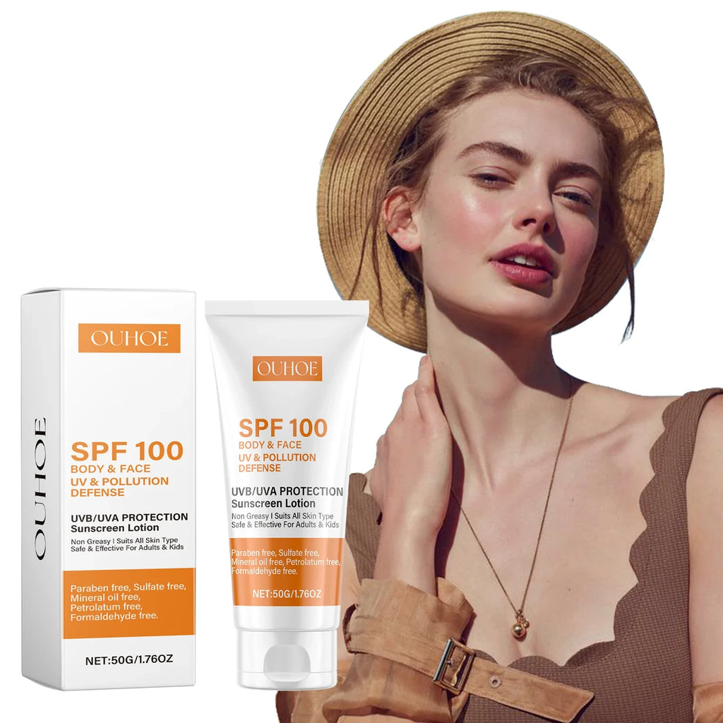 SPF 100+ Face & Body Sunscreen – Non-Greasy UVA/UVB Block
