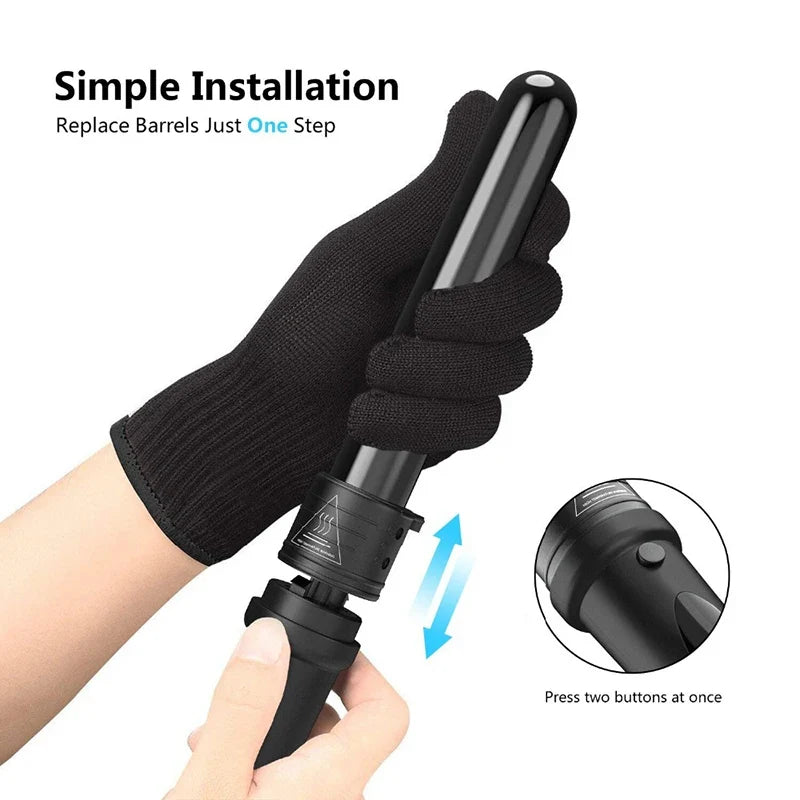 5-in-1 Ceramic Curling Wand Set | Interchangeable Barrels & LED
